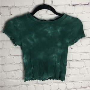 Cropped green and teal tie dye top